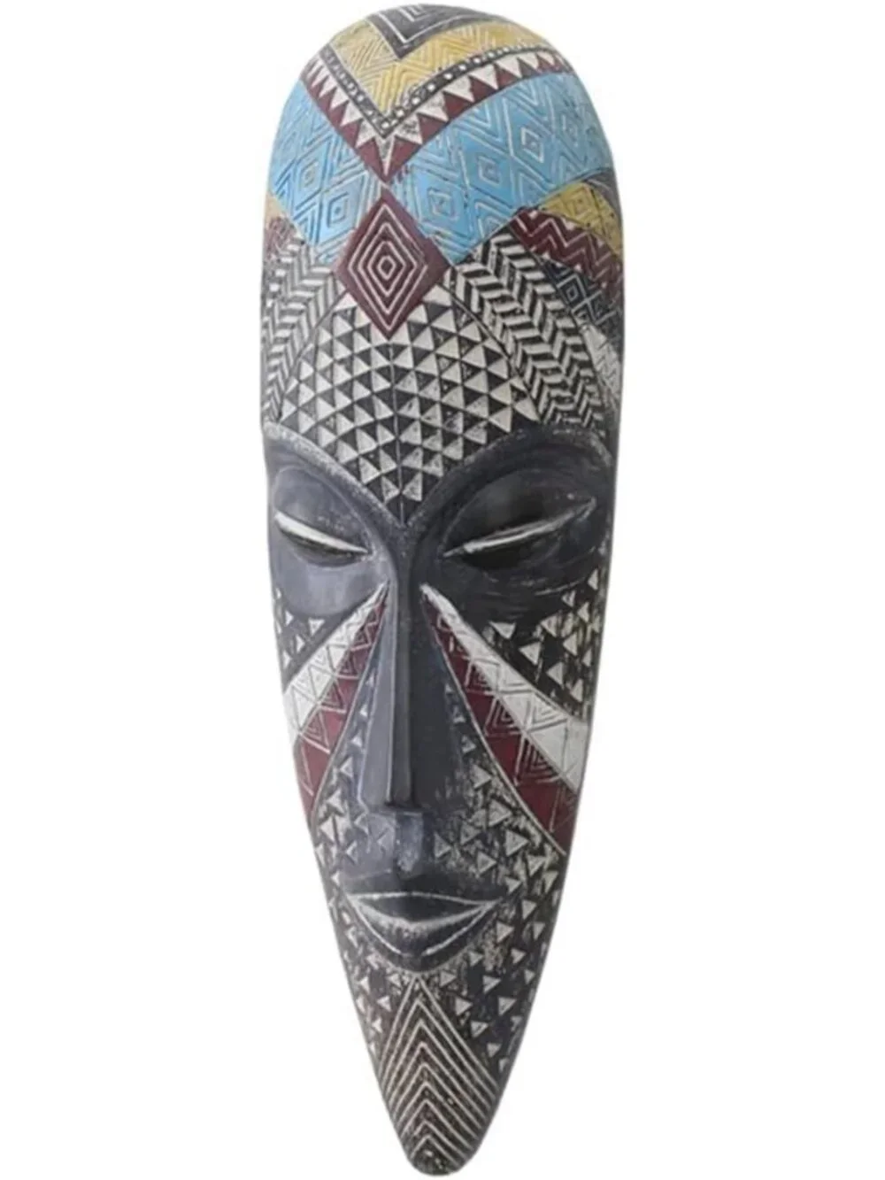 Hand-Carved African Tribal Wall Mask Sculpture | Unique Home Decor Art Piece